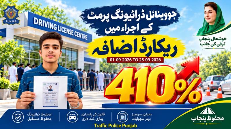 پنجاب میں 42 ہزار سے زائد جووینائل ڈرائیونگ پرمٹ جاری، اجرا میں 410 فیصد اضافہ